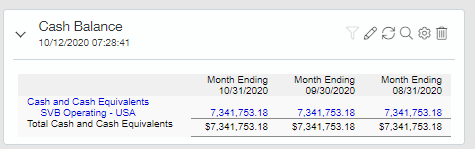 intacct cash balance report