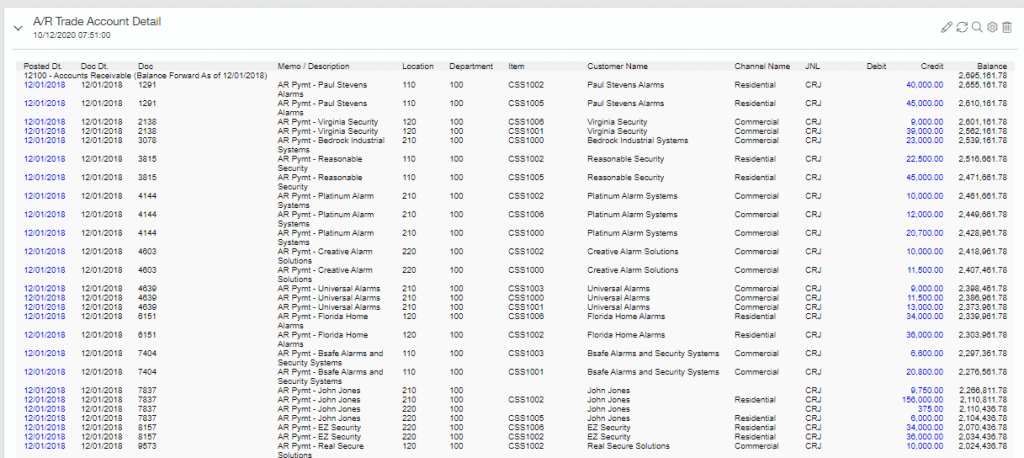 intacct trade account